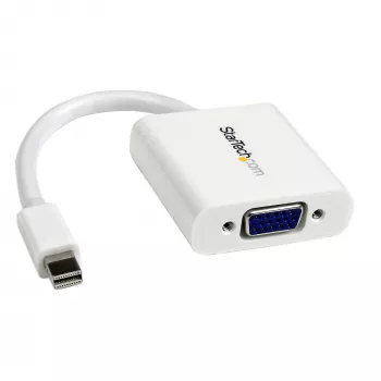 StarTech.com Adaptador Mini DisplayPort a VGA - Convertidor activo Mini DP a VGA - Vídeo 1080p - Mac/PC con mDP o Thunderbolt 1/2 a monitor/proyector/pantalla VGA - Dongle mDP 1.2 a VGA - blanco