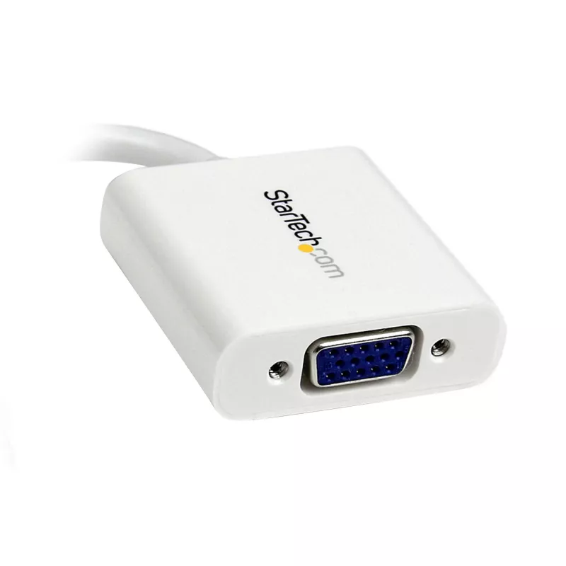 StarTech.com Adaptador Mini DisplayPort a VGA - Convertidor activo Mini DP a VGA - Vídeo 1080p - Mac/PC con mDP o Thunderbolt 1/2 a monitor/proyector/pantalla VGA - Dongle mDP 1.2 a VGA - blanco