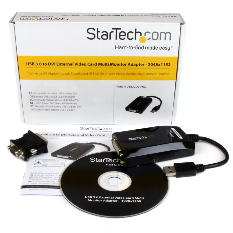 StarTech.com Adaptador USB 3.0 a DVI / VGA – 2048x1152, 3.2 Gen 1 (3.1 Gen 1), USB Type-A, salida DVI, 2048 x 1152 píxeles