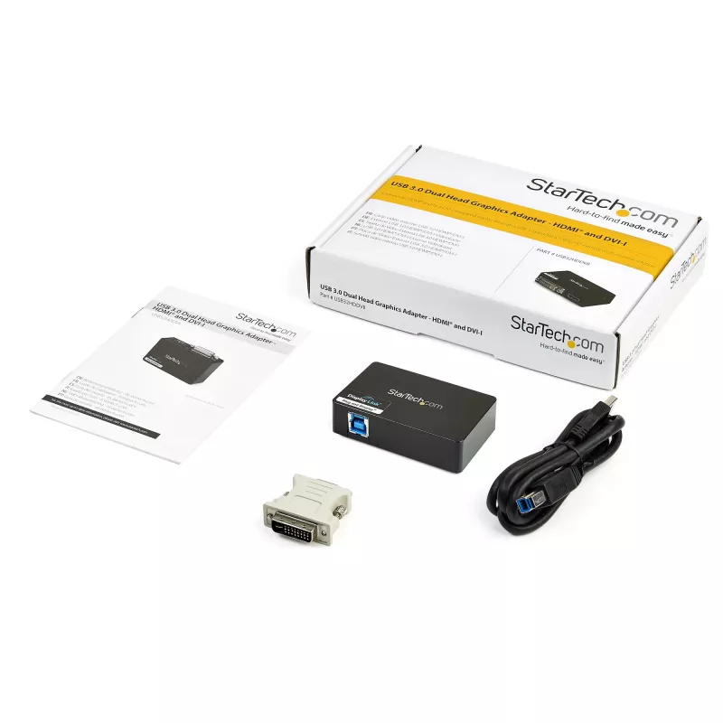 StarTech.com Adaptador USB 3.0 a HDMI / DVI - 2048 x 1152, 3.2 Gen 1 (3.1 Gen 1), USB Type-B, salida DVI, salida HDMI, 2048 x 1152 píxeles