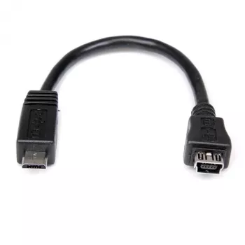 StarTech.com Cable adaptador Micro-USB a Mini-USB de 15 cm M/H, 0,15 m, Mini-USB B, Micro-USB A, macho/hembra, negro