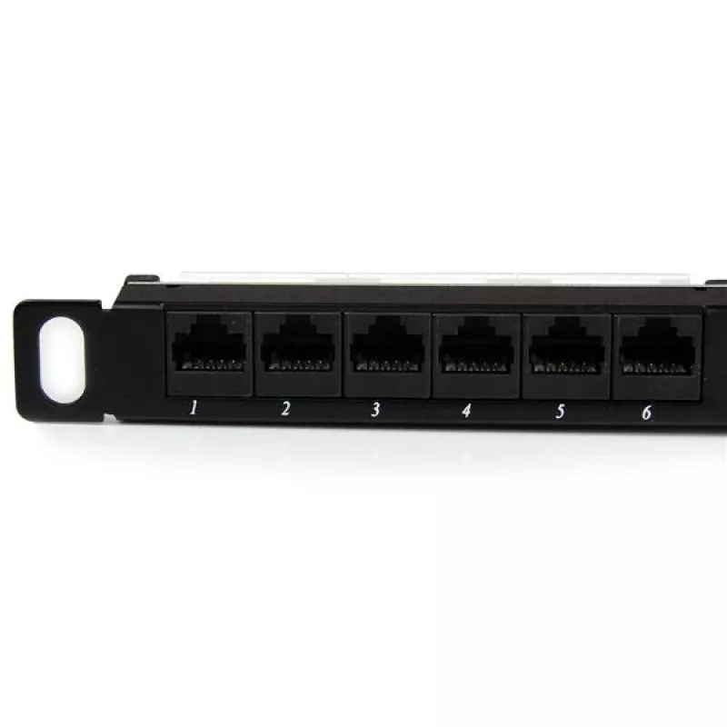 StarTech.com Panel de parcheo Cat5e de 24 puertos 0.5U – Panel de parcheo 110 Cat 5e RJ45 Ethernet para rack
