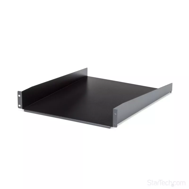 StarTech.com Bandeja de rack para servidor 2U – Bandeja de montaje en rack extensible universal para rack y armario de equipos de red de 19 pulgadas – Acero de alta resistencia – Capacidad de carga 22,6 kg – Bandeja de 22 pulgadas de profundidad, negro