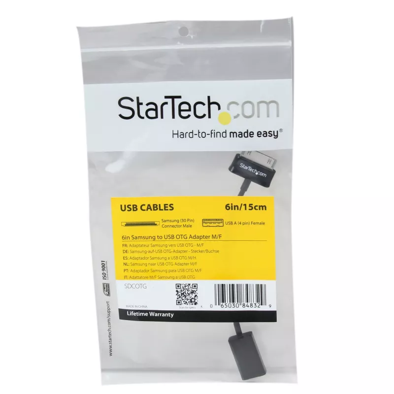 StarTech.com Cable adaptador USB OTG para Samsung Galaxy Tab, 0,1524 m, Samsung 30p, USB A, negro, macho, hembra