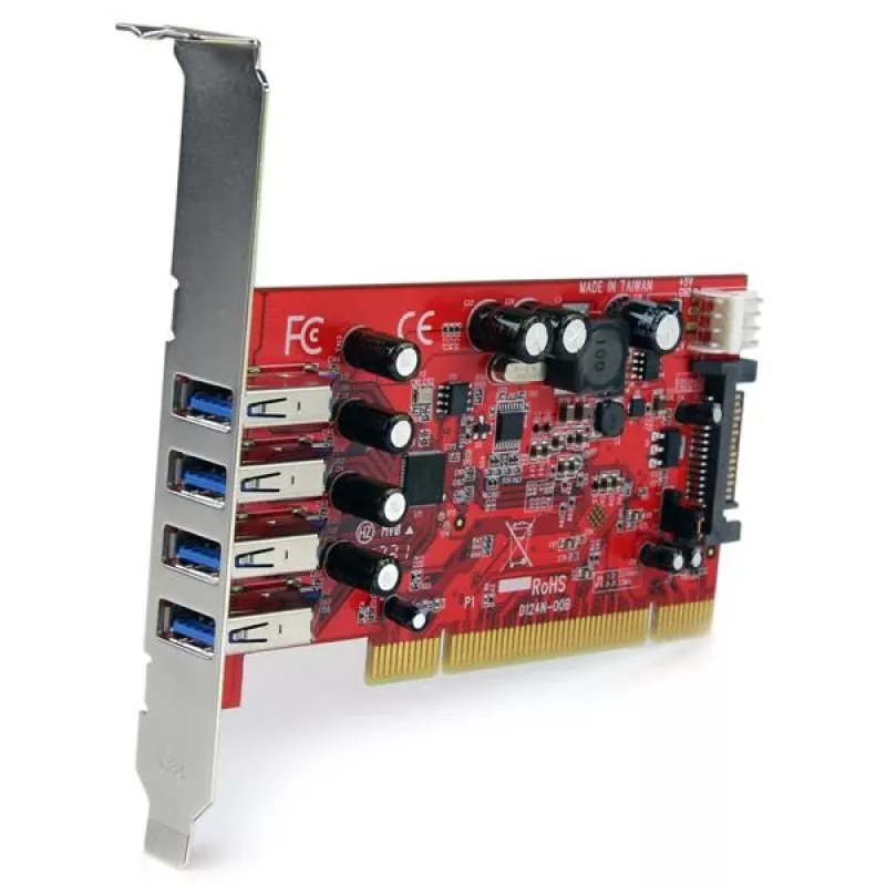 StarTech.com Tarjeta adaptadora PCI USB 3.0 de 4 puertos con conector de alimentación SATA/SP4