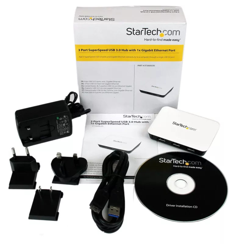 StarTech.com adaptador de red USB 3.0 a Gigabit Ethernet NIC con hub de 3 puertos – blanco