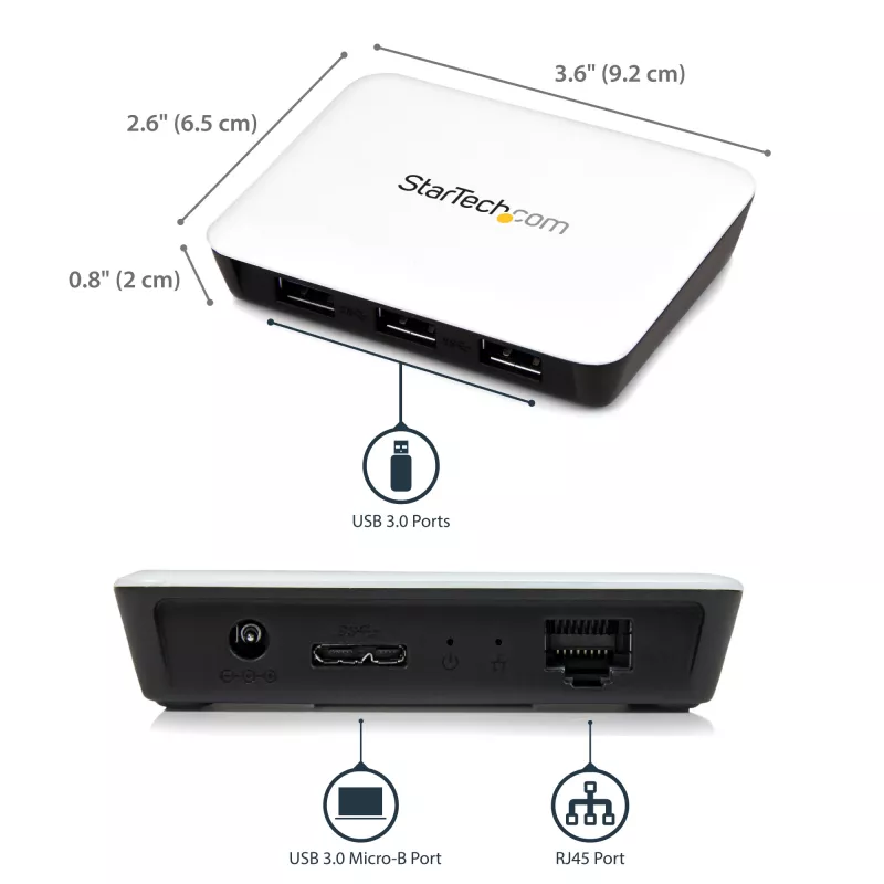 StarTech.com adaptador de red USB 3.0 a Gigabit Ethernet NIC con hub de 3 puertos – blanco