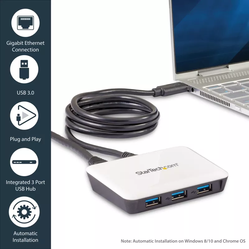 StarTech.com adaptador de red USB 3.0 a Gigabit Ethernet NIC con hub de 3 puertos – blanco