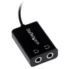 StarTech.com adaptador de cable divisor de auriculares mini jack delgado negro – conector macho de 3,5 mm a 2 conectores hembra de 3,5 mm