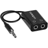 StarTech.com adaptador de cable divisor de auriculares mini jack delgado negro – conector macho de 3,5 mm a 2 conectores hembra de 3,5 mm