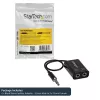 StarTech.com adaptador de cable divisor de auriculares mini jack delgado negro – conector macho de 3,5 mm a 2 conectores hembra de 3,5 mm