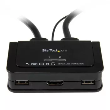 StarTech.com conmutador KVM de cable USB a HDMI de 2 puertos con audio y conmutador remoto – alimentado por USB