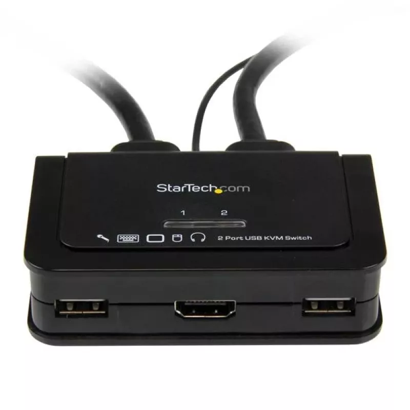 StarTech.com conmutador KVM de cable USB a HDMI de 2 puertos con audio y conmutador remoto – alimentado por USB