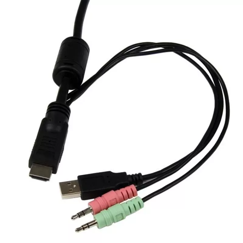 StarTech.com conmutador KVM de cable USB a HDMI de 2 puertos con audio y conmutador remoto – alimentado por USB