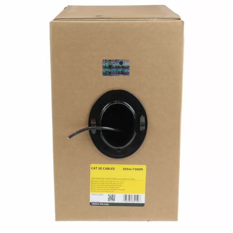 StarTech.com cable Ethernet Cat 5e a granel – 304,8 m – macizo – certificado CMR – negro – conforme TAA