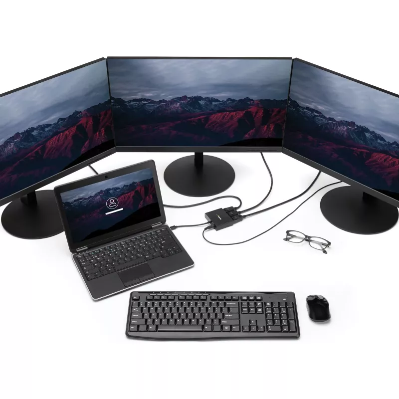 StarTech.com adaptador multipantalla de 3 puertos – hub MST Mini DisplayPort a DisplayPort, doble 4K 30Hz y 1x 1080p – divisor de vídeo para modo de escritorio extendido solo en Windows – mDP 1.2 a 3x DP