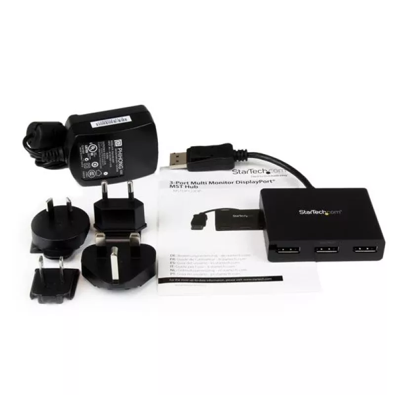 StarTech.com adaptador multipantalla de 3 puertos – hub MST DisplayPort 1.2 a doble 4K 30 Hz y 1x 1080p – divisor de vídeo para modo de escritorio extendido solo en PC Windows – DP a 3 monitores DP