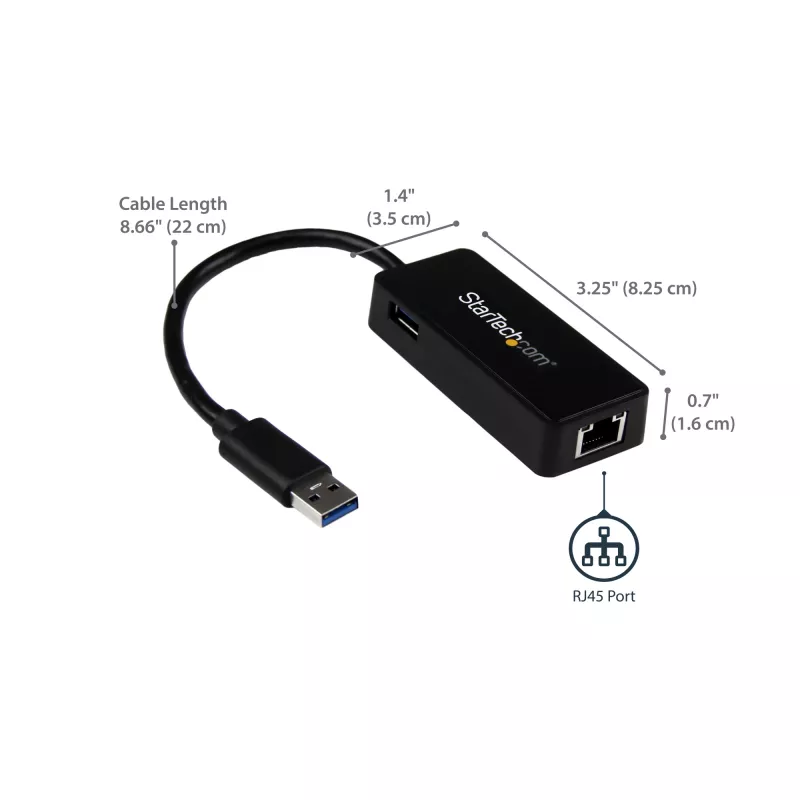 StarTech.com adaptador de red USB 3.0 a Gigabit Ethernet NIC con puerto USB – negro