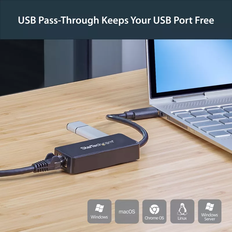 StarTech.com adaptador de red USB 3.0 a Gigabit Ethernet NIC con puerto USB – negro