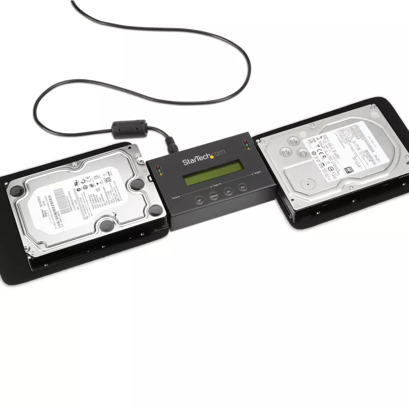 StarTech.com duplicador y borrador de discos duros independiente 1:1, clonador y borrador de discos SATA HDD/SSD, pantalla LCD, conforme TAA, independiente del sistema operativo