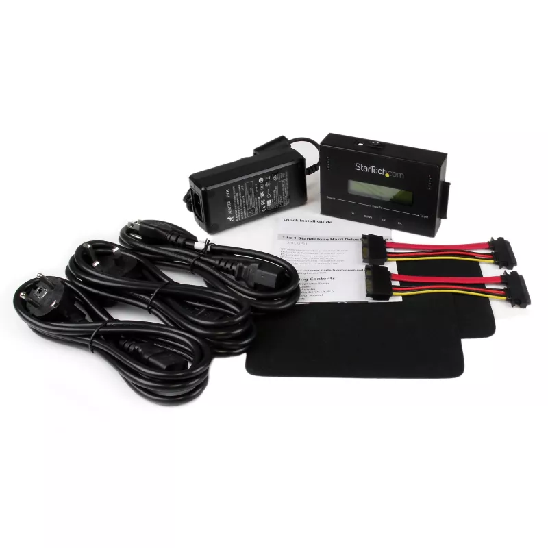 StarTech.com duplicador y borrador de discos duros independiente 1:1, clonador y borrador de discos SATA HDD/SSD, pantalla LCD, conforme TAA, independiente del sistema operativo