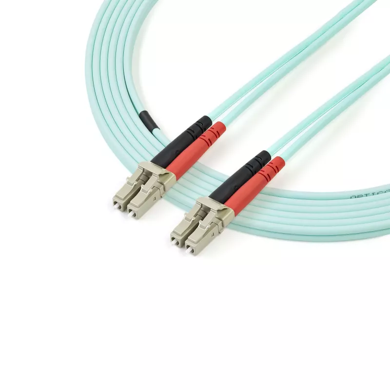 StarTech.com cable de fibra óptica multimodo OM3 LC/UPC a LC/UPC de 3 m (10ft), cable de fibra zipcord dúplex completo 50/125 µm, 100G, baja pérdida de inserción, cable jumper de fibra LSZH