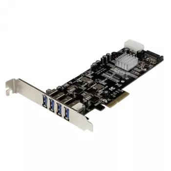 StarTech.com adaptador de tarjeta PCI Express (PCIe) de 4 puertos SuperSpeed USB 3.0 con 2 canales dedicados de 5 Gbit/s – UASP – alimentación SATA / LP4