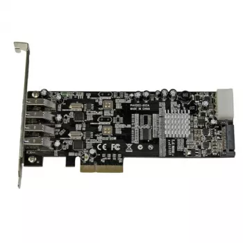 StarTech.com adaptador de tarjeta PCI Express (PCIe) de 4 puertos SuperSpeed USB 3.0 con 2 canales dedicados de 5 Gbit/s – UASP – alimentación SATA / LP4