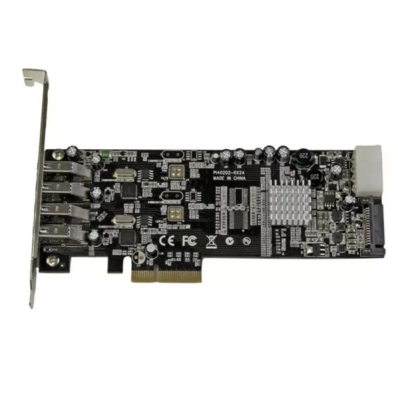 StarTech.com adaptador de tarjeta PCI Express (PCIe) de 4 puertos SuperSpeed USB 3.0 con 2 canales dedicados de 5 Gbit/s – UASP – alimentación SATA / LP4