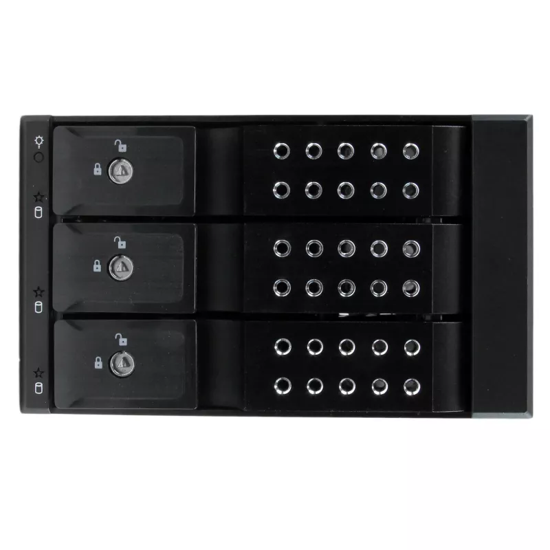 StarTech.com Backplane de rack móvil hot-swap tray-less de aluminio de 3 bahías para SAS II/SATA III de 3,5 inch – HDD 6 Gbps