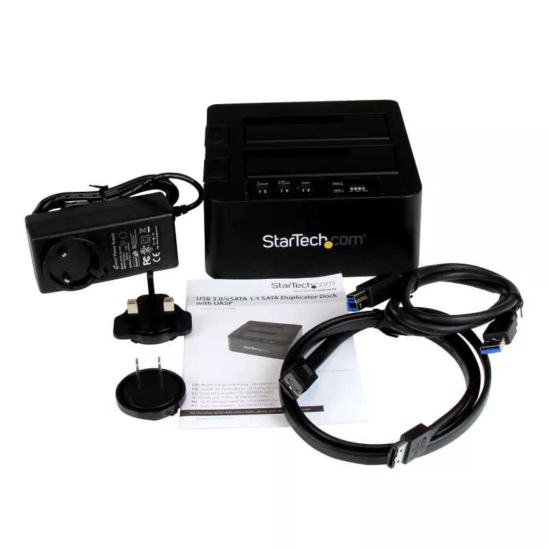 StarTech.com Duplicador de discos duros de doble bahía, clonador/copiador autónomo USB 3.0 (5 Gbit/s) / eSATA a SATA III de 2,5/3,5