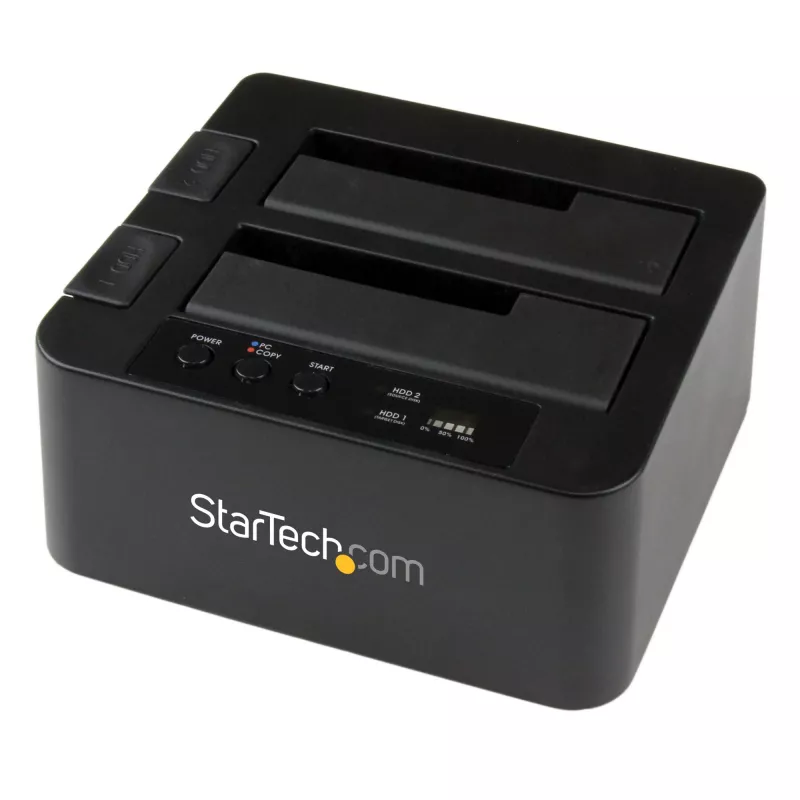 StarTech.com Duplicador de discos duros de doble bahía, clonador/copiador autónomo USB 3.0 (5 Gbit/s) / eSATA a SATA III de 2,5/3,5