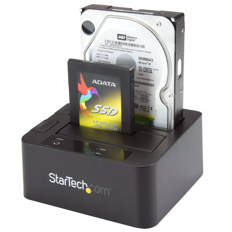 StarTech.com Docking station de discos duros USB 3.0 / eSATA a SATA de doble bahía, dock de discos duros USB, docking station externa para SSD/HDD SATA I/II/III de 2,5/3,5