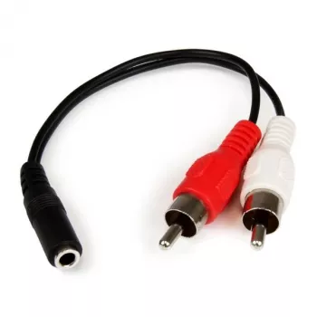 StarTech.com Cable de audio estéreo de 15 cm – Conector hembra jack de 3,5 mm a 2 conectores macho RCA