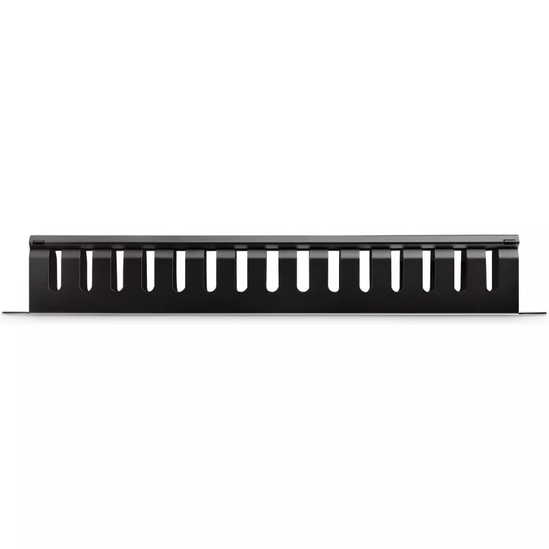 StarTech.com Canaleta de gestión de cables horizontal de 1U para rack de servidor con tapa – Panel embellecedor de canaleta de cables para rack de red de 19