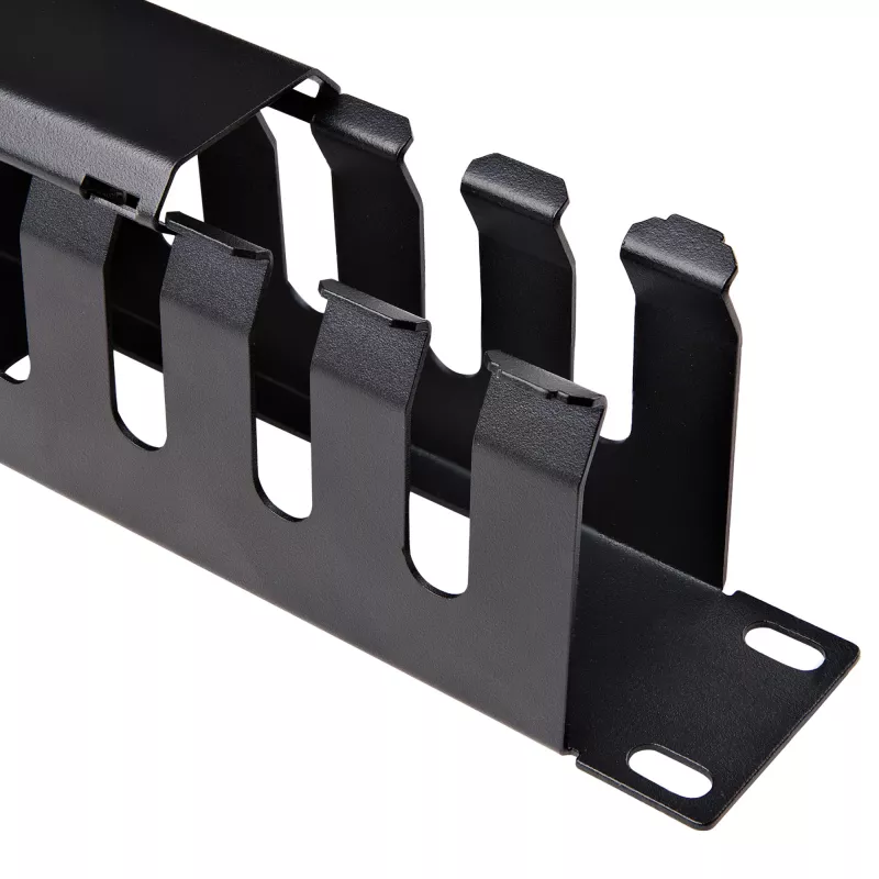 StarTech.com Canaleta de gestión de cables horizontal de 1U para rack de servidor con tapa – Panel embellecedor de canaleta de cables para rack de red de 19