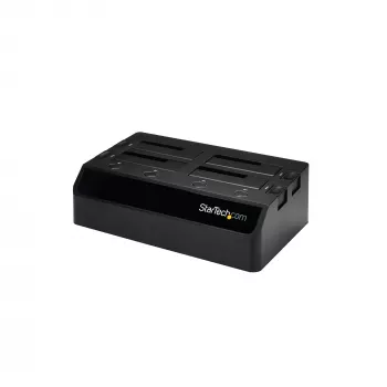 StarTech.com Docking station de discos duros USB 3.0 SATA de 4 bahías, dock de discos duros USB, docking station externa para SSD/HDD SATA III de 2,5/3,5