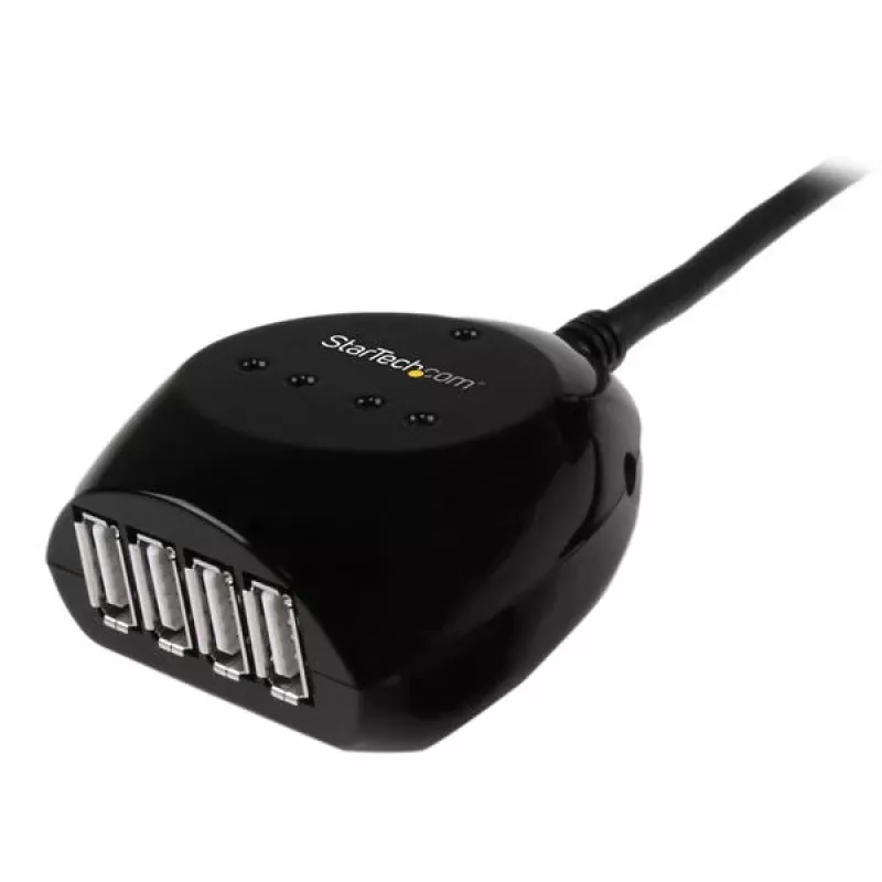 StarTech.com Cable USB 2.0 activo de 15 m con hub de 4 puertos, USB 2.0, 480 Mbit/s, negro, 15 m, 110 – 240 V, 5 V