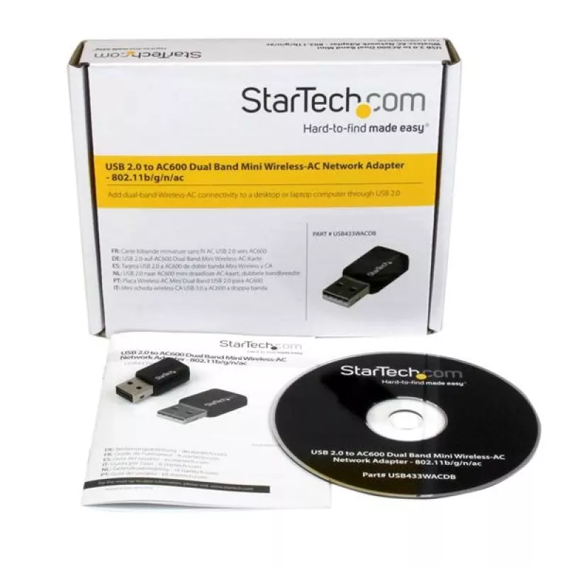 StarTech.com Adaptador de red inalámbrico USB 2.0 AC600 Mini Dual-Band Wireless-AC - Adaptador Wi-Fi 1T1R 802.11ac