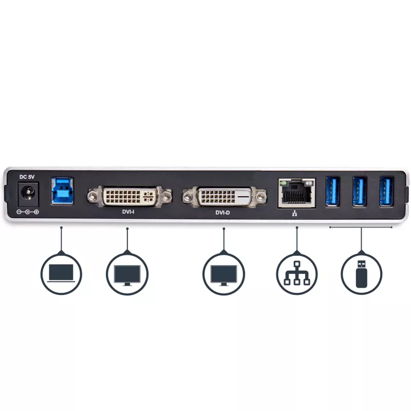 StarTech.com Docking station USB 3.0 para doble monitor con DVI y soporte vertical