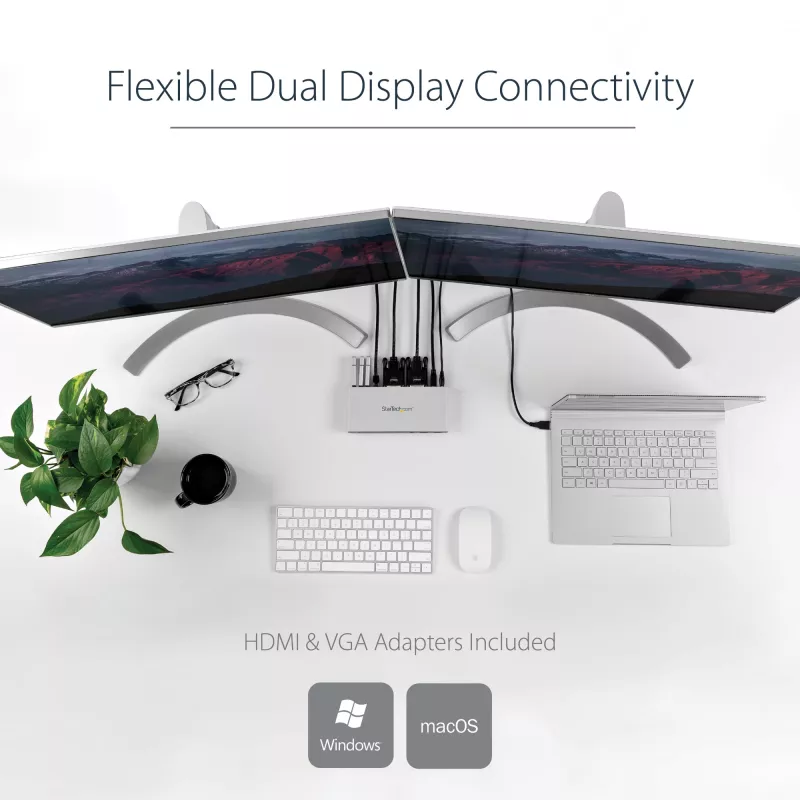 StarTech.com Docking station USB 3.0 para doble monitor con DVI y soporte vertical