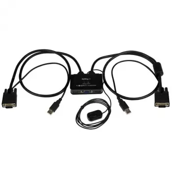 StarTech.com Switch KVM de cables USB VGA de 2 puertos – alimentado por USB con conmutador remoto