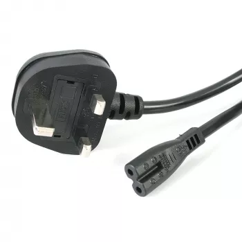 StarTech.com Cable de alimentación para portátil UK de 3ft (1m), BS 1363 a C7, 2,5A 250V, 18AWG, negro, cable de repuesto para portátil UK, cable de alimentación de impresora, cable de carga de portátil CA, cable de fuente de alimentación de portátil