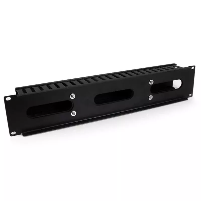 StarTech.com Canaleta de gestión de cables horizontal de 2U para rack de servidor con tapa – Placa de canaleta de cables para rack de red de 19