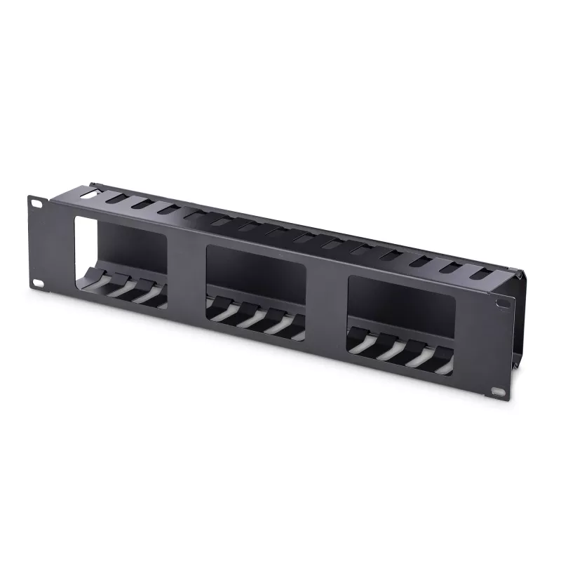 StarTech.com Canaleta de gestión de cables horizontal de 2U para rack de servidor con tapa – Placa de canaleta de cables para rack de red de 19
