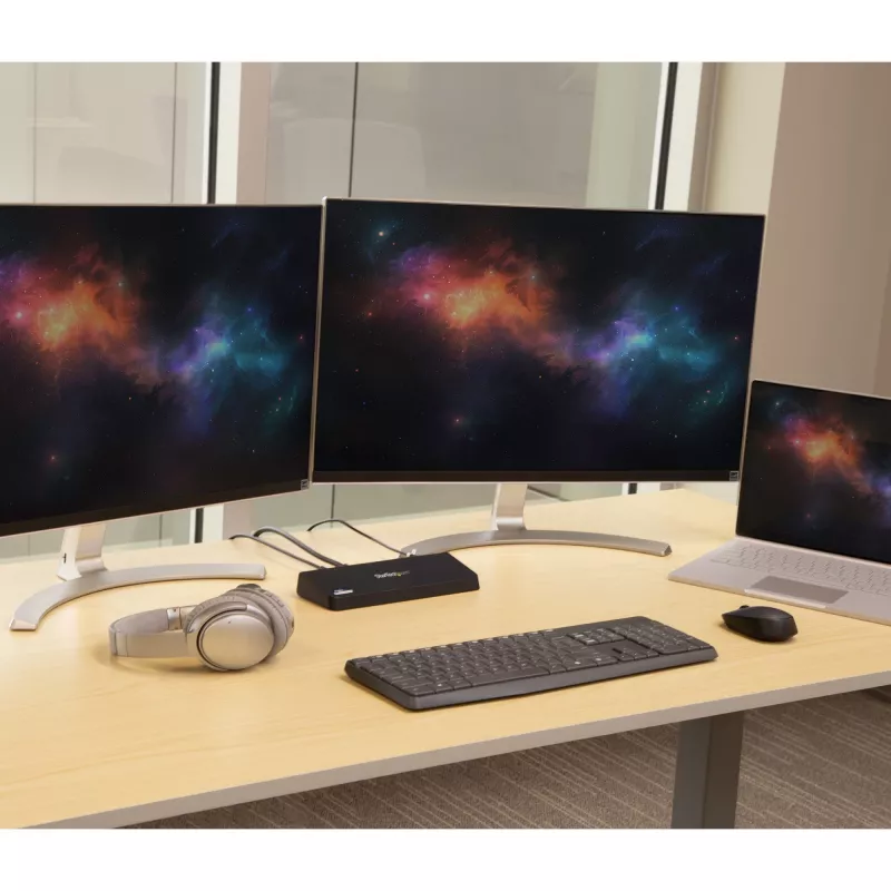 StarTech.com Docking station USB 3.0 para doble monitor con HDMI y DisplayPort 4K – USB 3.0 a 4x USB-A, Ethernet, HDMI y DP – Docking station universal USB Type-A para portátil Mac y Windows