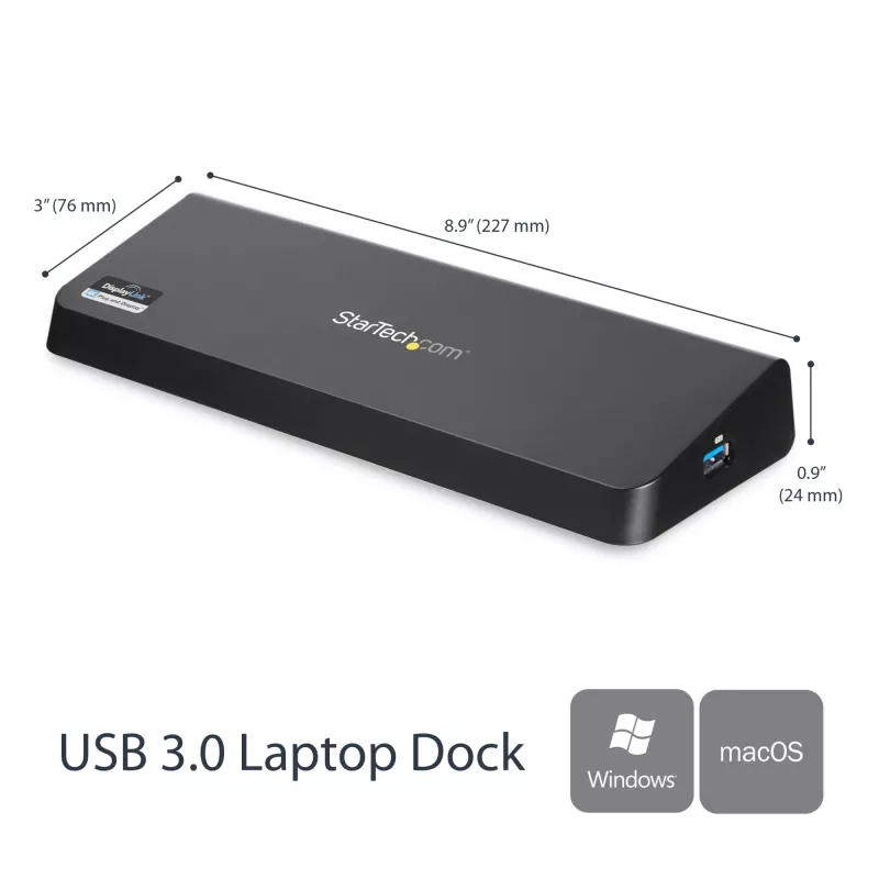 StarTech.com Docking station USB 3.0 para doble monitor con HDMI y DisplayPort 4K – USB 3.0 a 4x USB-A, Ethernet, HDMI y DP – Docking station universal USB Type-A para portátil Mac y Windows