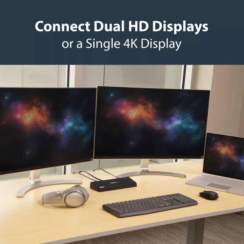 StarTech.com Docking station USB 3.0 para doble monitor con HDMI y DisplayPort 4K – USB 3.0 a 4x USB-A, Ethernet, HDMI y DP – Docking station universal USB Type-A para portátil Mac y Windows