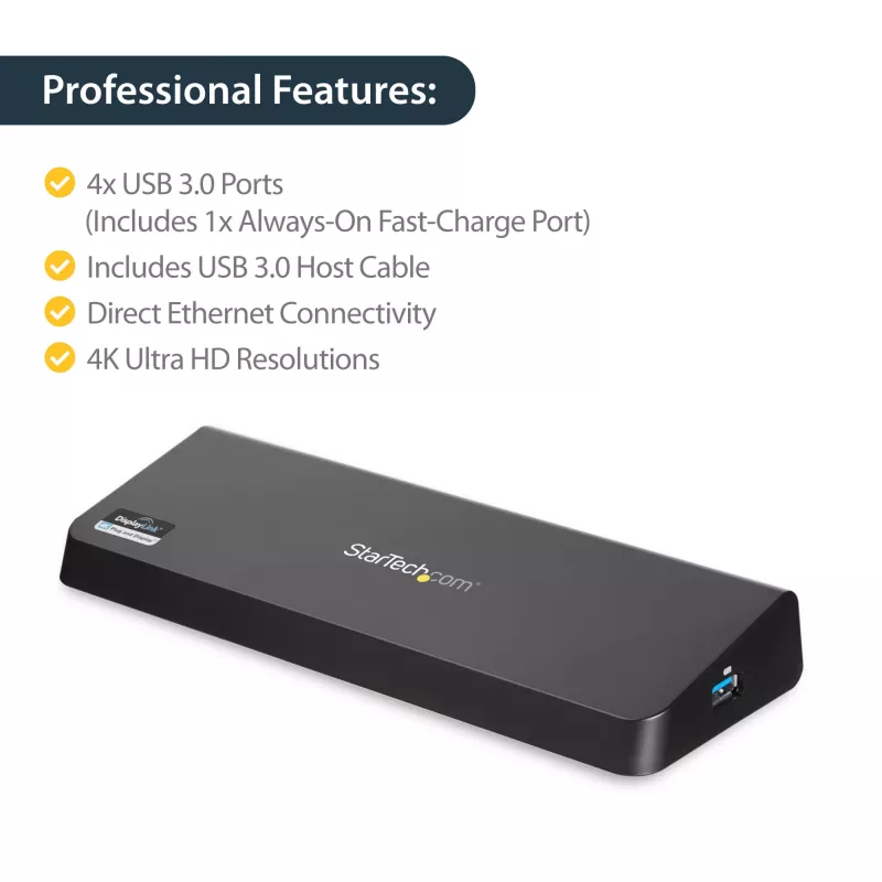 StarTech.com Docking station USB 3.0 para doble monitor con HDMI y DisplayPort 4K – USB 3.0 a 4x USB-A, Ethernet, HDMI y DP – Docking station universal USB Type-A para portátil Mac y Windows