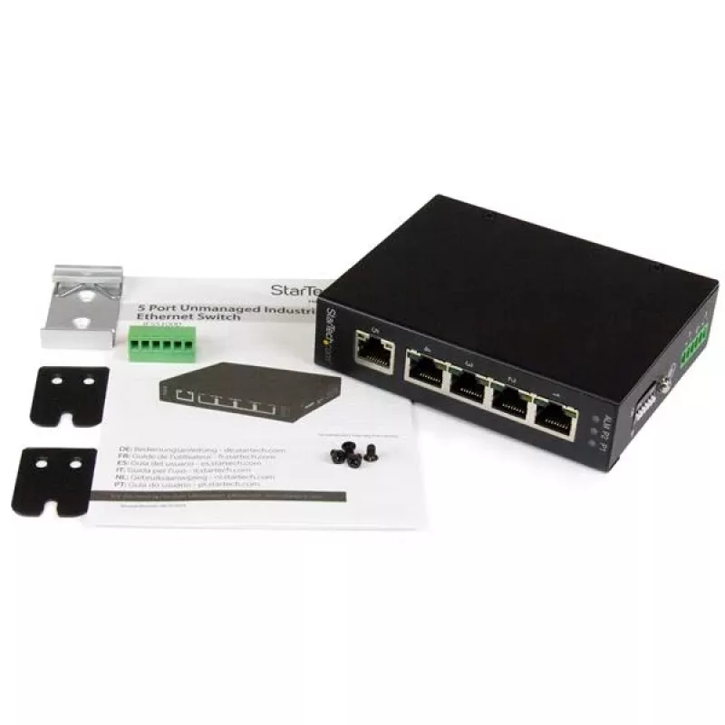 StarTech.com Switch Ethernet Gigabit industrial no gestionado de 5 puertos – montaje en carril DIN / pared